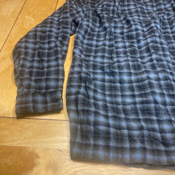 Vintage Pendleton Wool Shirt Blue/Gray Plaid Loop Collar Large 60s USA - Picture 12 of 15